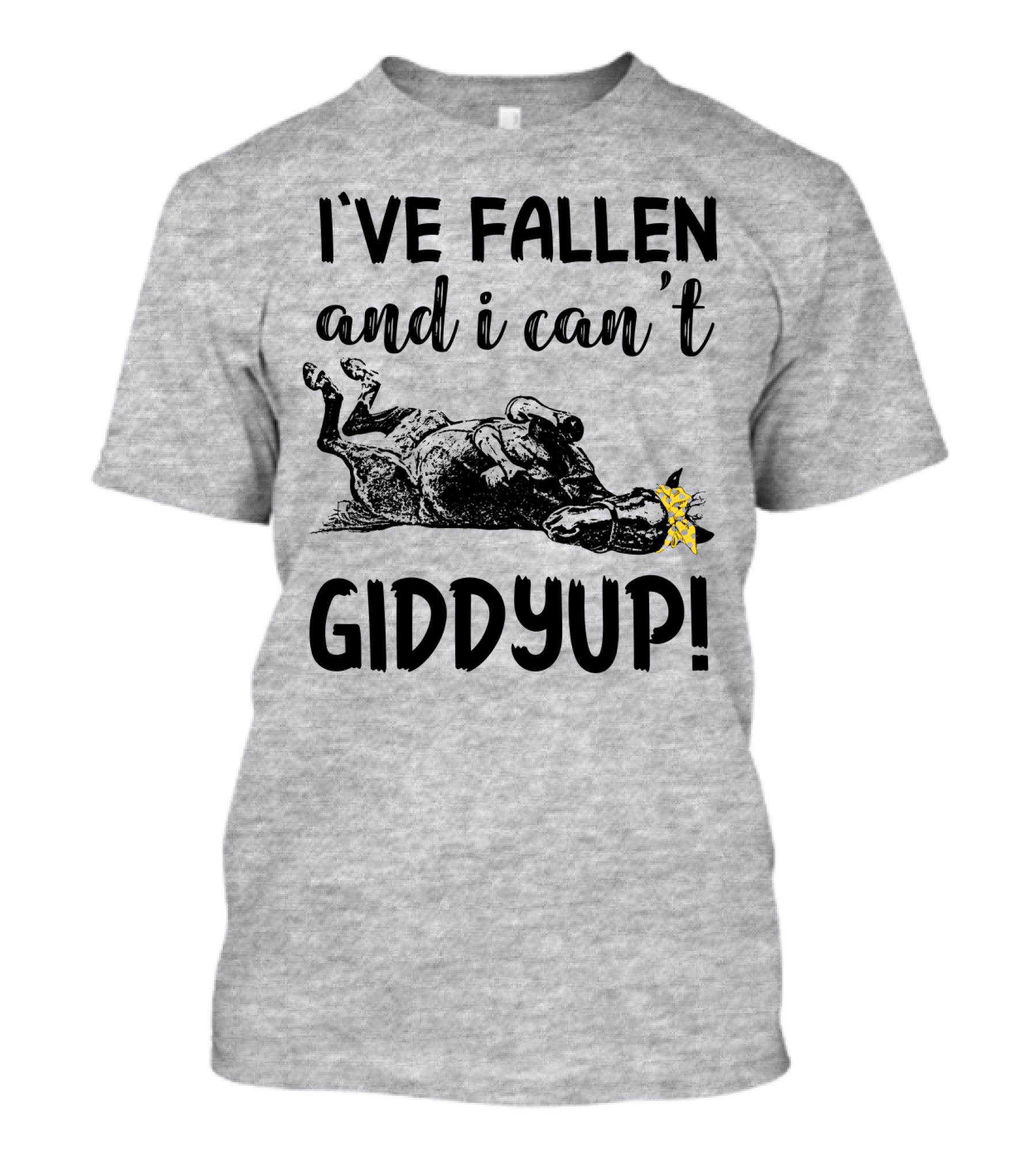 I've Fallen And I Can't Giddyup I've Fallen Cow With Yellow Bow T-Shirt