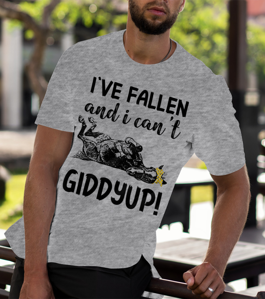 I've Fallen And I Can't Giddyup I've Fallen Cow With Yellow Bow T-Shirt