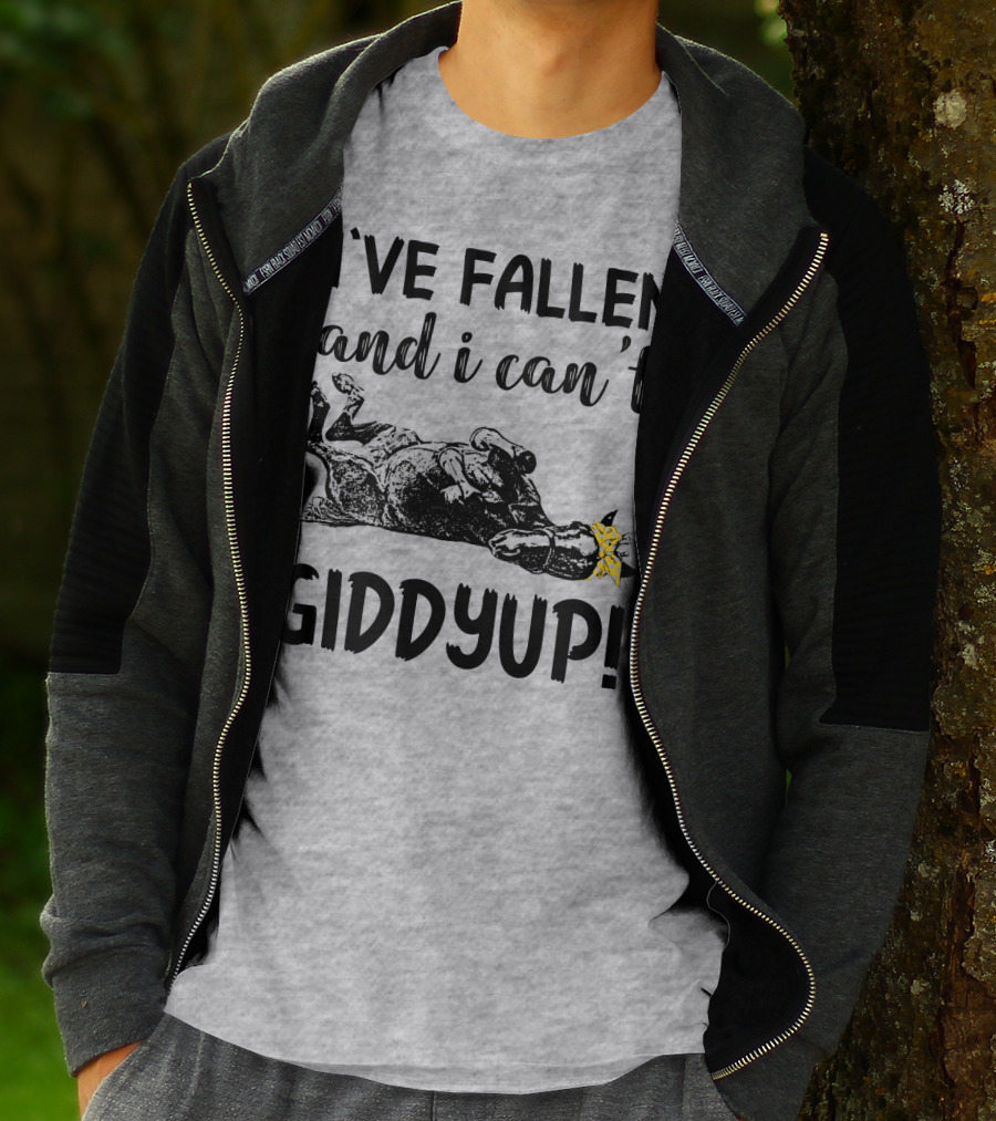 I've Fallen And I Can't Giddyup I've Fallen Cow With Yellow Bow T-Shirt