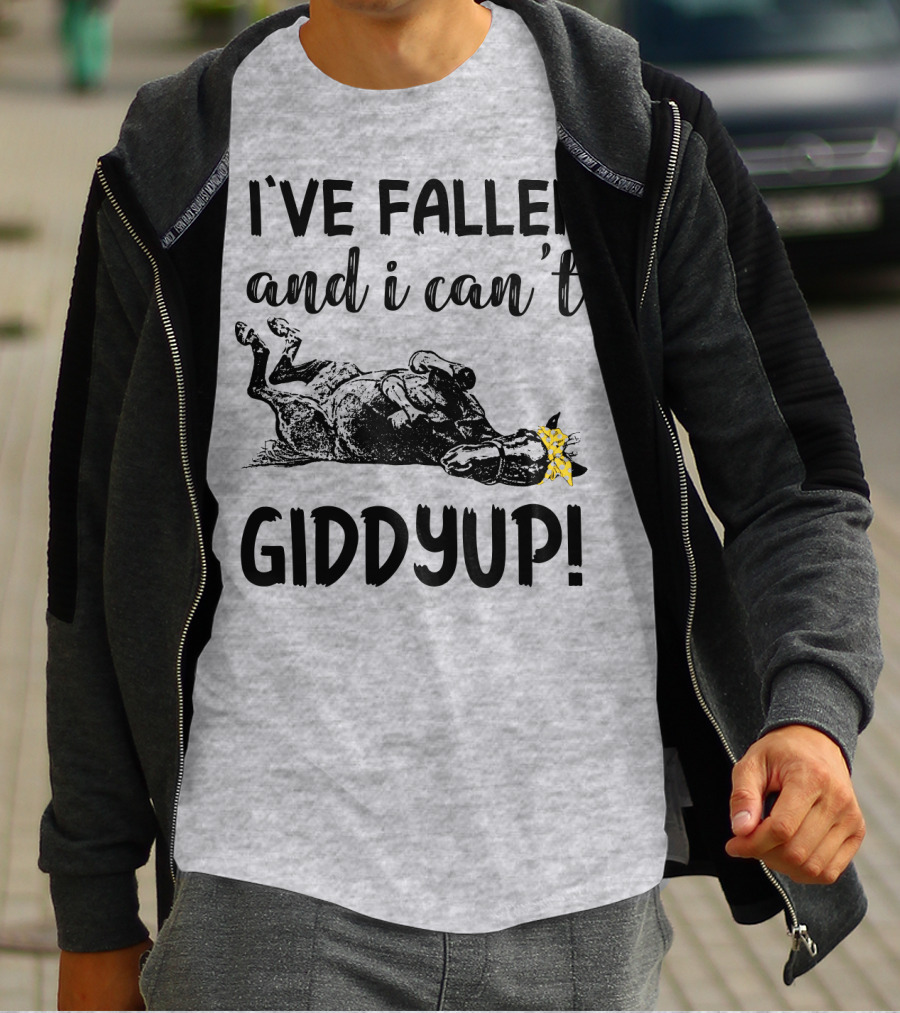 I've Fallen And I Can't Giddyup I've Fallen Cow With Yellow Bow T-Shirt