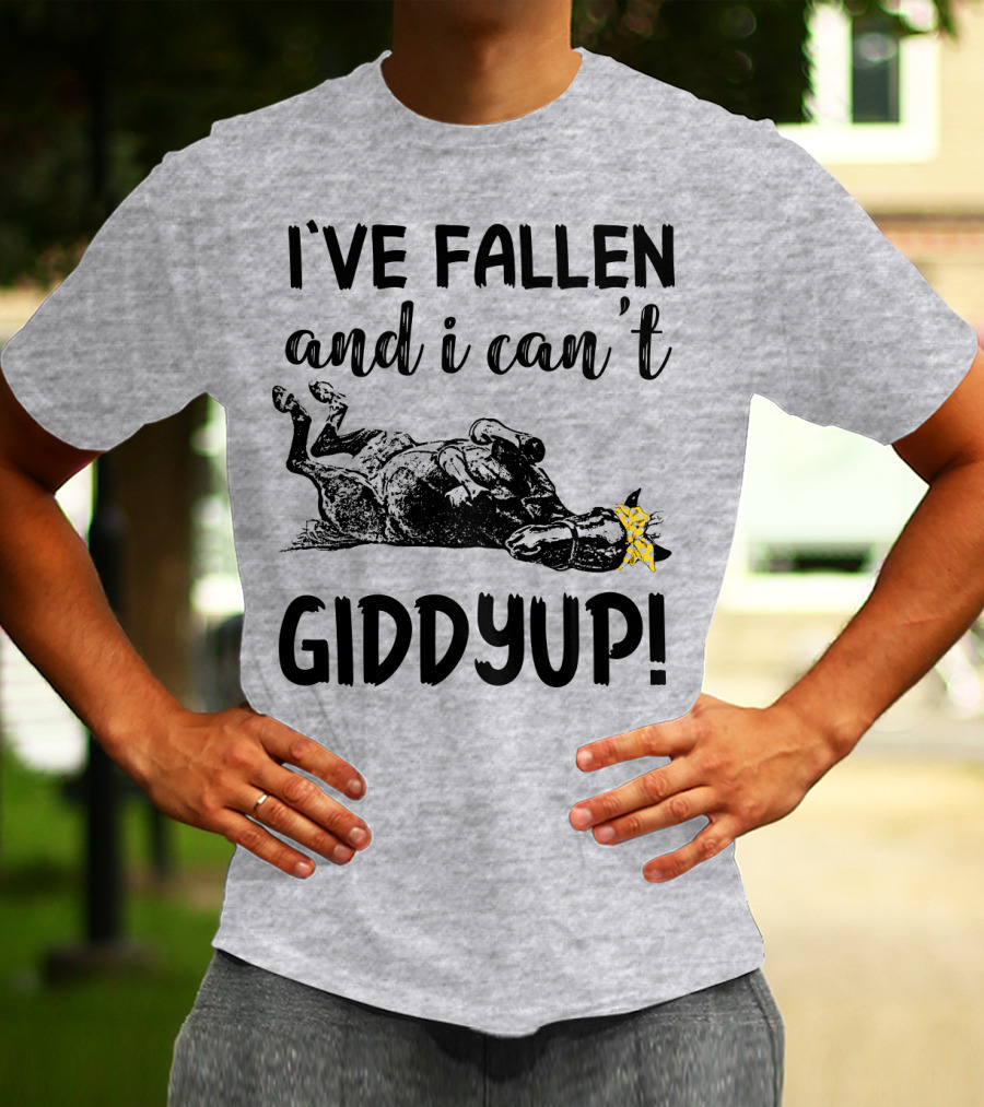 I've Fallen And I Can't Giddyup I've Fallen Cow With Yellow Bow T-Shirt