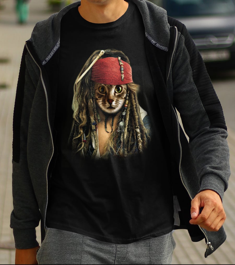 Cat Pirate Captain Feline Buccaneer T-Shirt