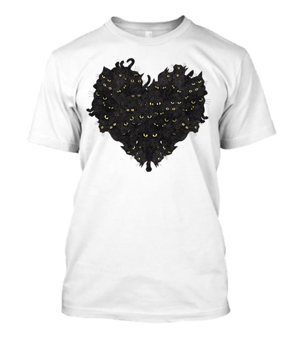 Cats Heartful Black Cats Yellow Eyes T-Shirt
