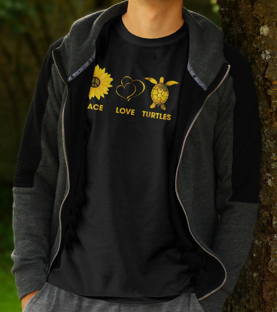 Peace Love Turtles Sunflower Heart Turtle T-Shirt