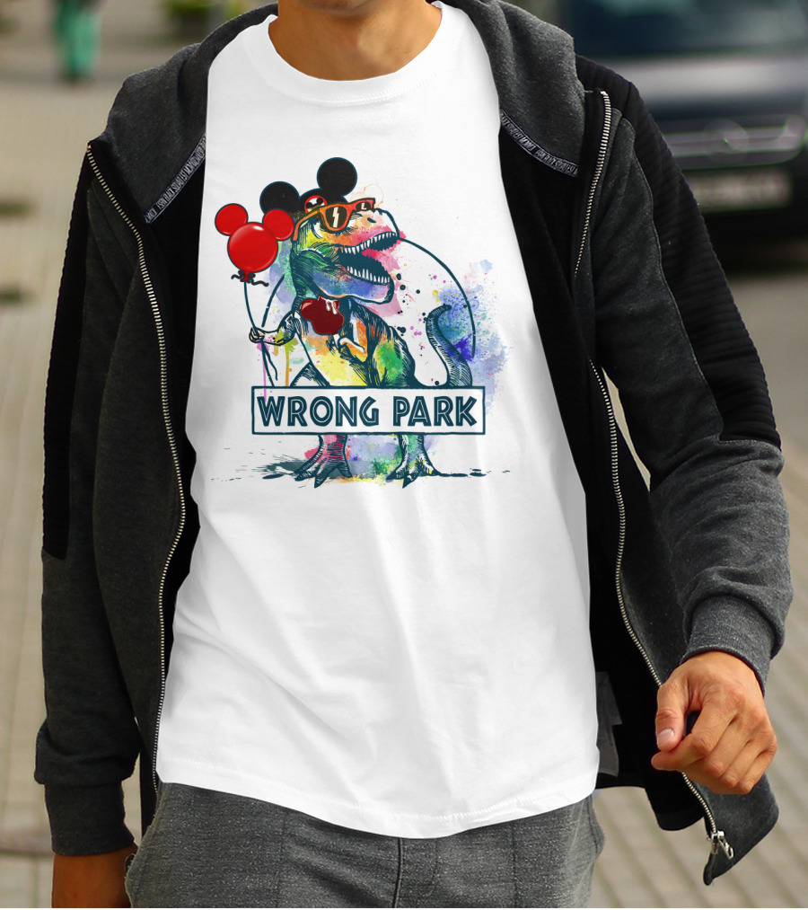 Wrong Park T Rex With Mickey Ears And Balloon T-Shirt