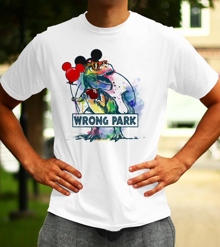 Wrong Park T Rex With Mickey Ears And Balloon T-Shirt