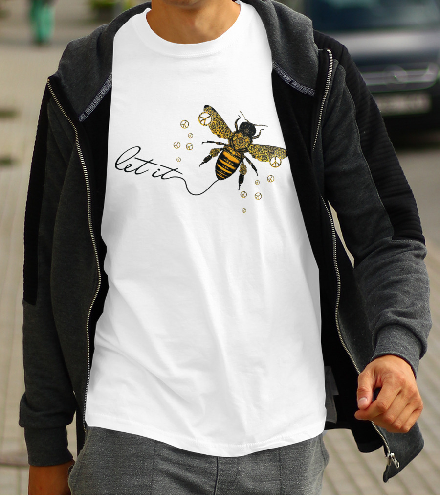 Let It Bee With Peace Signs And Honey Bee T-Shirt