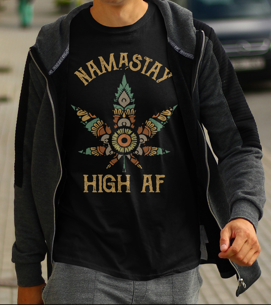 Namastay High AF Cannabis Mandala Leaf T-Shirt