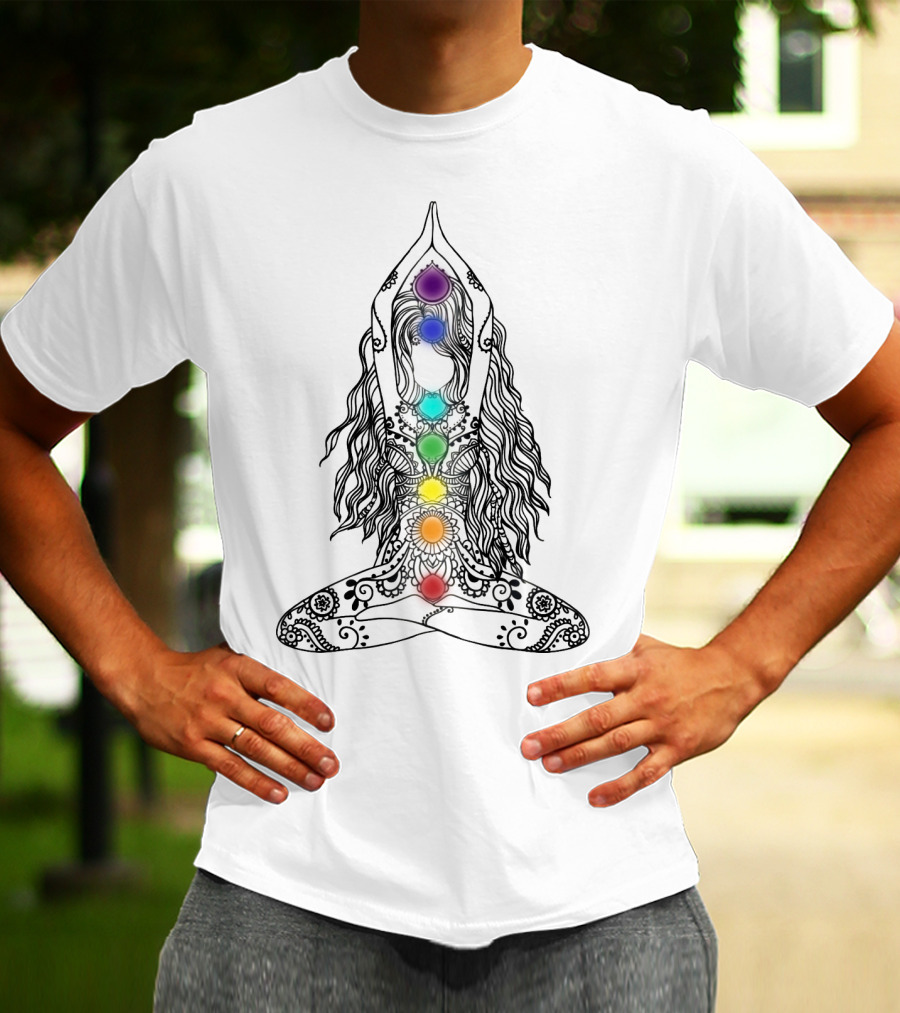 Yoga Chakra Meditation Mandala Colorful Pose T-Shirt