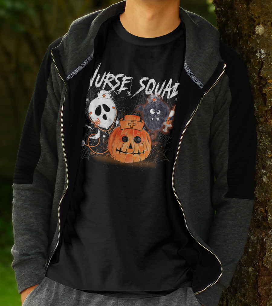 Nurse Squad Halloween Pumpkin Ghost Bat Vampire T-Shirt