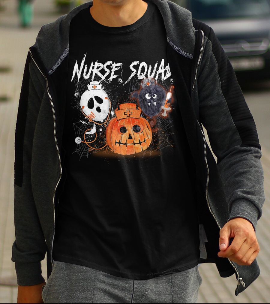 Nurse Squad Halloween Pumpkin Ghost Bat Vampire T-Shirt