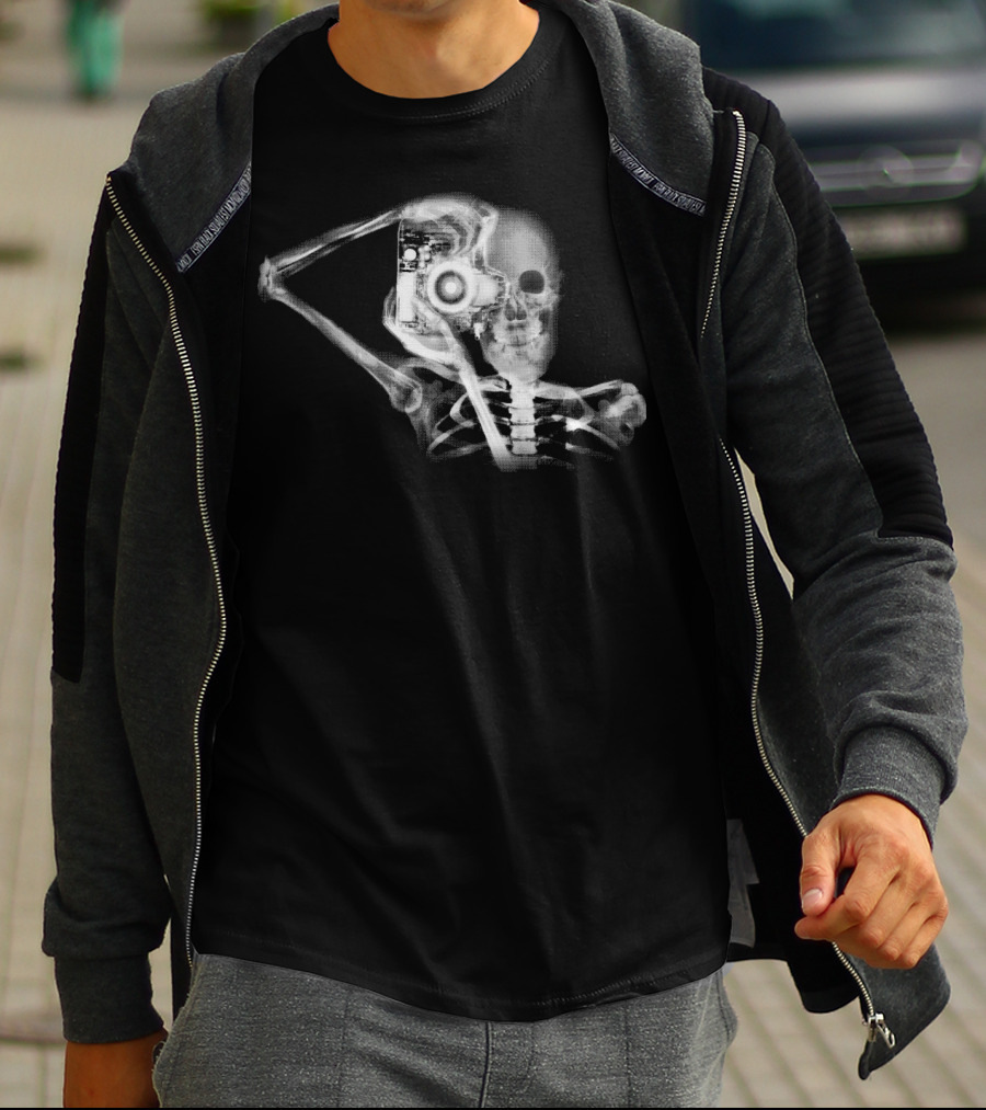 Photography X Ray Skeleton Holding Camera T-Shirt