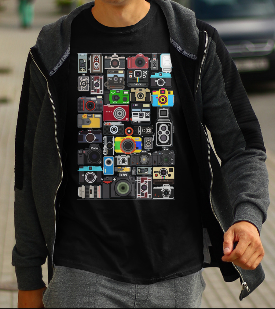 Photography Pixelated Cameras Collage T-Shirt