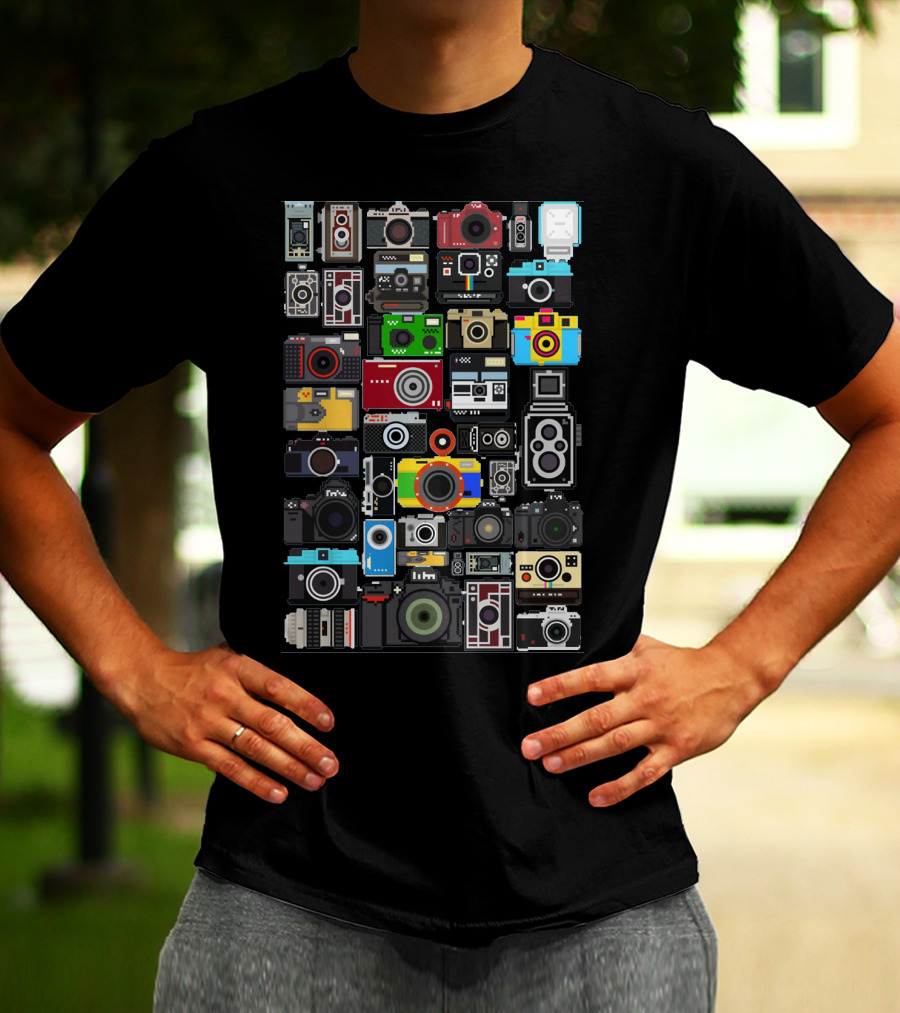 Photography Pixelated Cameras Collage T-Shirt