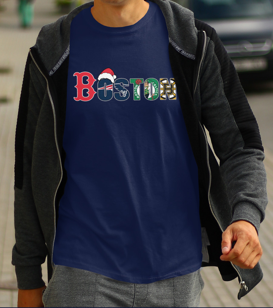 Boston Red Sox Patriots Celtics Bruins Christmas T-Shirt