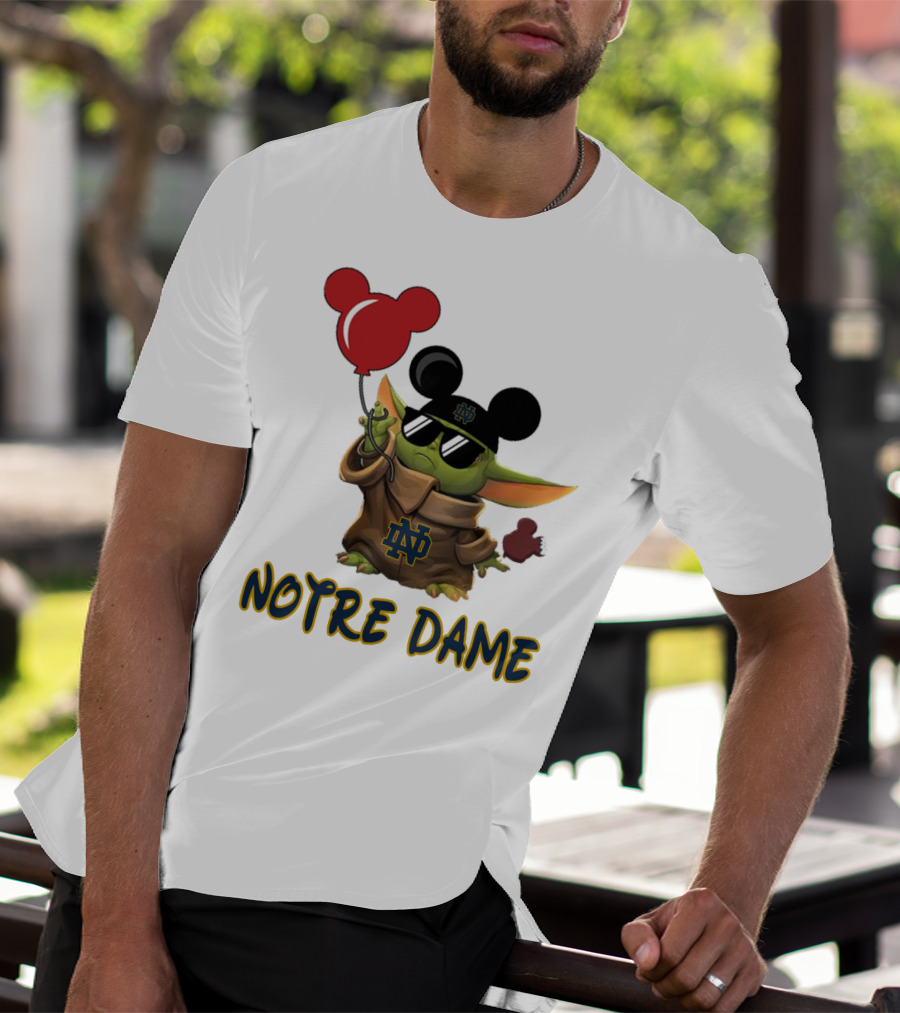 Notre Dame Baby Yoda Mickey Balloons T-Shirt