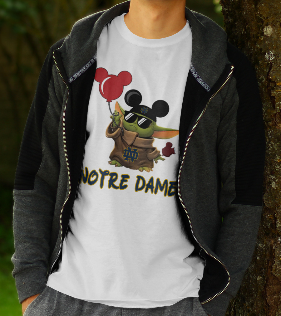 Notre Dame Baby Yoda Mickey Balloons T-Shirt
