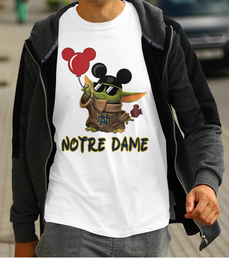 Notre Dame Baby Yoda Mickey Balloons T-Shirt