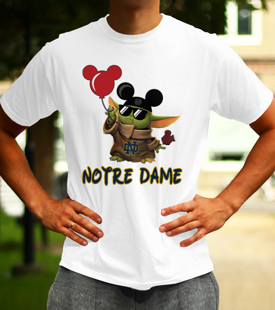 Notre Dame Baby Yoda Mickey Balloons T-Shirt