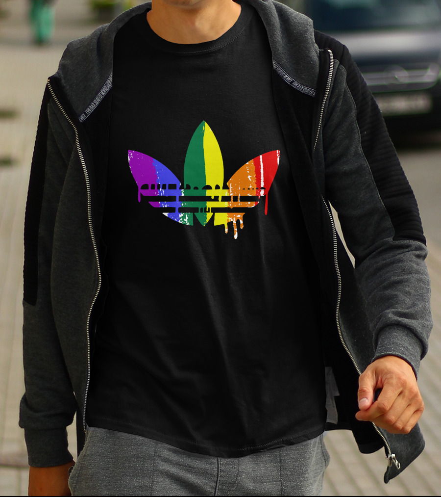 Rainbow Trefoil Dripping Paint New Fashion T-Shirt