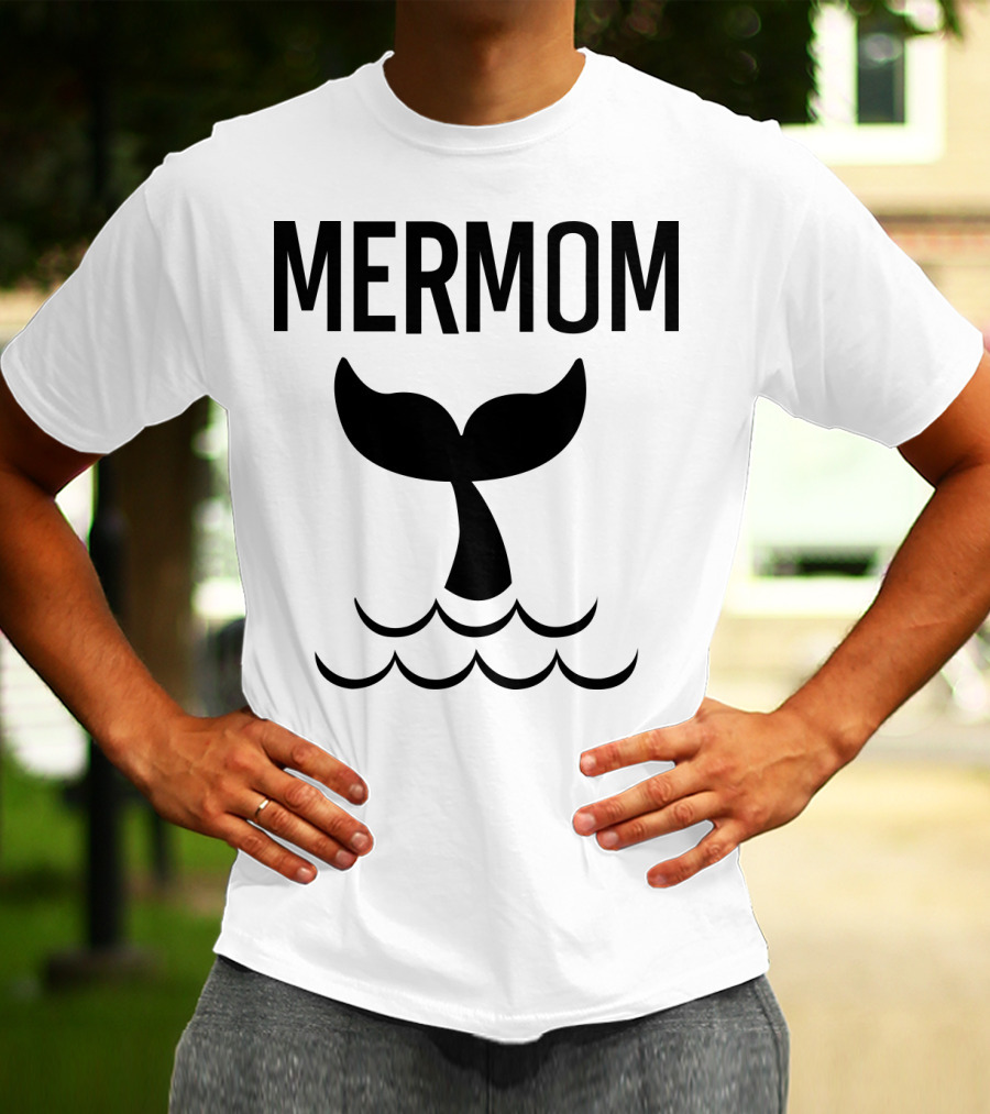 Mermom Whale Tail Ocean Waves T-Shirt