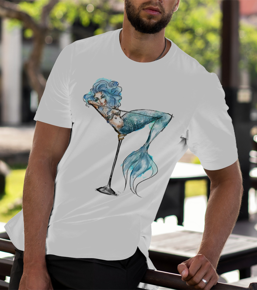 MERMAID RELAXING IN COCKTAIL GLASS T-Shirt