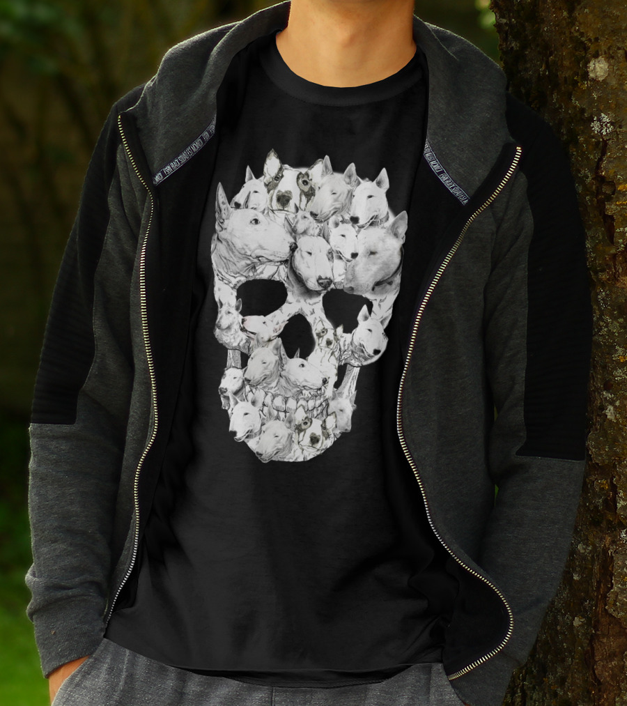 Bull Terrier Faces Forming A Skull T-Shirt