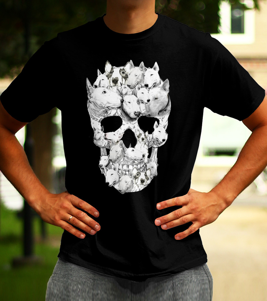 Bull Terrier Faces Forming A Skull T-Shirt