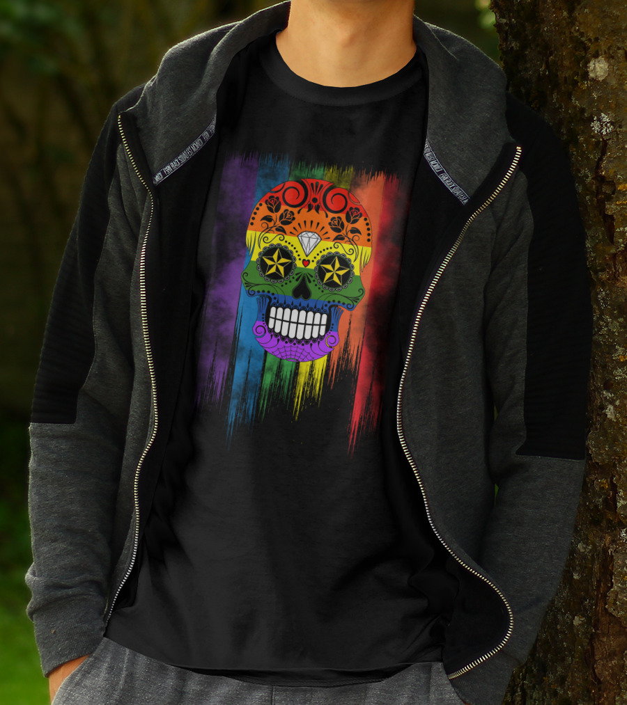 Skull Star Diamond Rainbow Sugar Skull T-Shirt