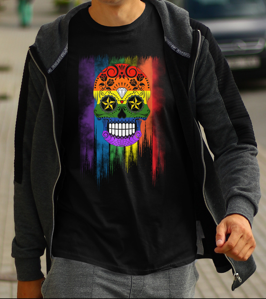 Skull Star Diamond Rainbow Sugar Skull T-Shirt