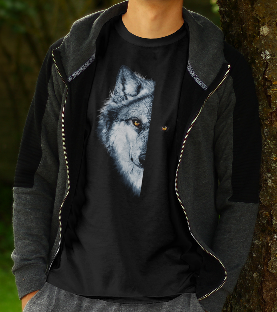 Wolf 2 Faces Half Hidden Dual Glare T-Shirt