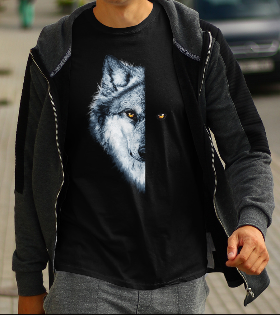 Wolf 2 Faces Half Hidden Dual Glare T-Shirt
