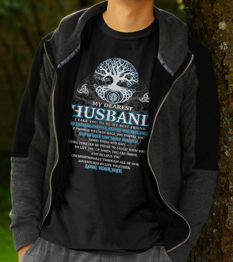 My Dearest Husband Faithful Partner True Love Viking Tree Of Life Love Your Wife T-Shirt
