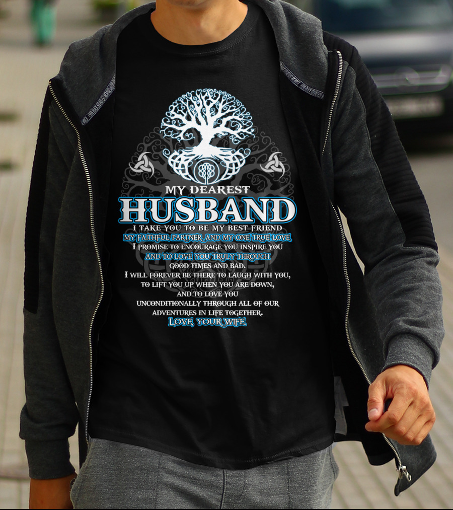 My Dearest Husband Faithful Partner True Love Viking Tree Of Life Love Your Wife T-Shirt