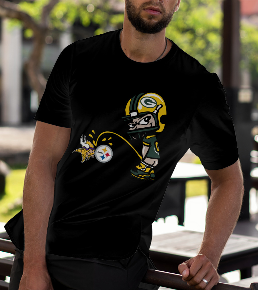 Green Bay Packers Vs Minnesota Vikings And Pittsburgh Steelers Rivalry T-Shirt