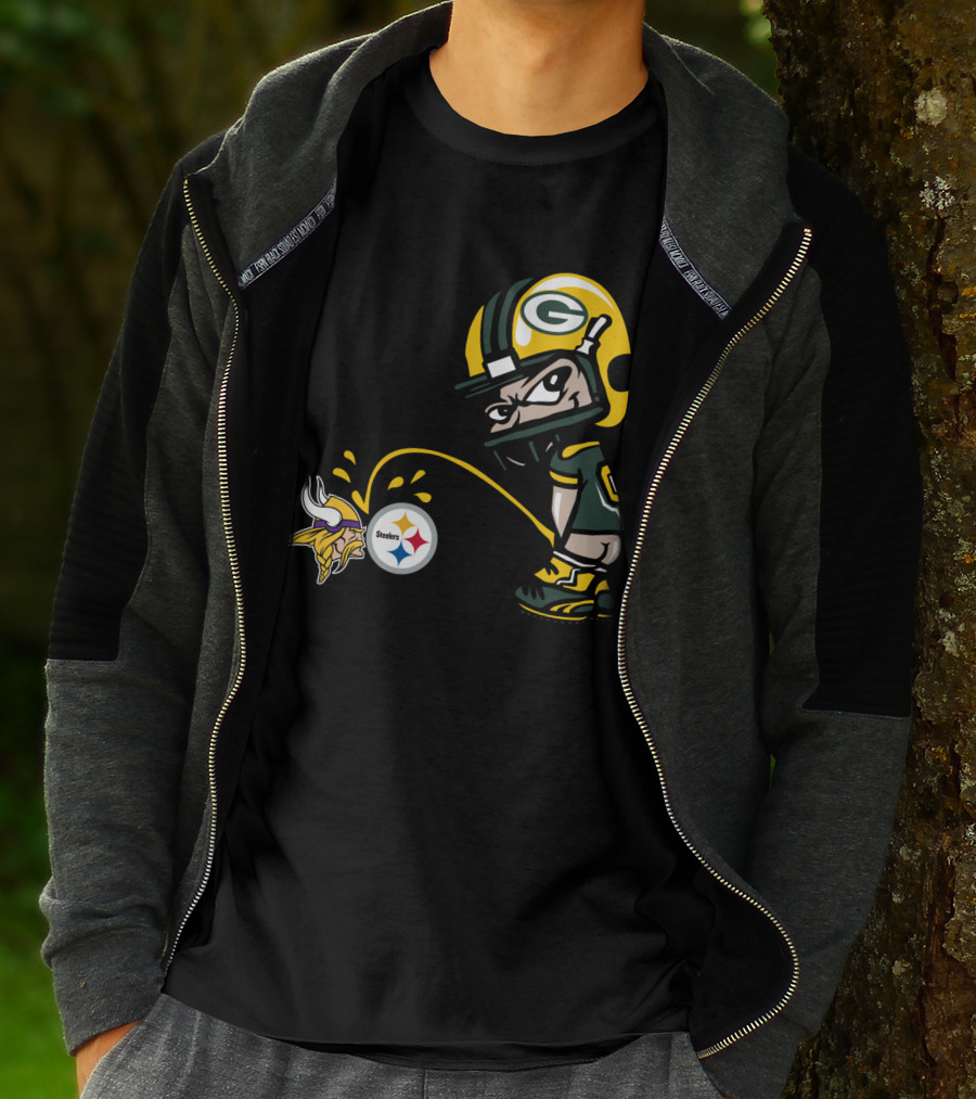 Green Bay Packers Vs Minnesota Vikings And Pittsburgh Steelers Rivalry T-Shirt