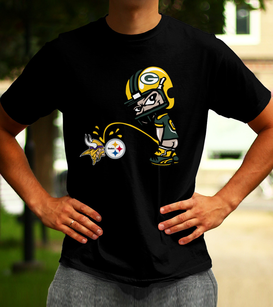 Green Bay Packers Vs Minnesota Vikings And Pittsburgh Steelers Rivalry T-Shirt