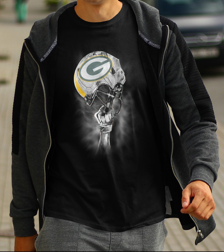 Green Bay Packers Football Helmet Artwork T-Shirt