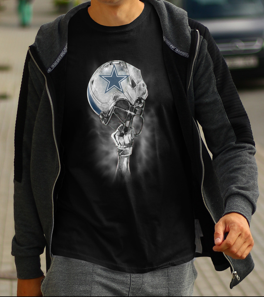 Dallas Cowboys Star Emblem On Raised Football Helmet T-Shirt