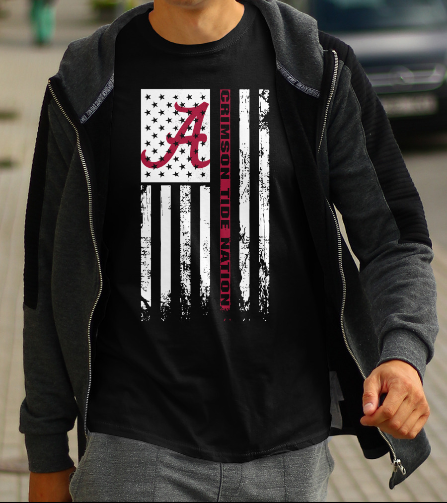 Alabama Crimson Tide Flag Crimson Tide Nation T-Shirt