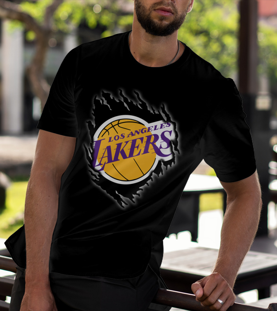 Los Angeles Lakers Basketball Emblem With Distressed T-Shirt