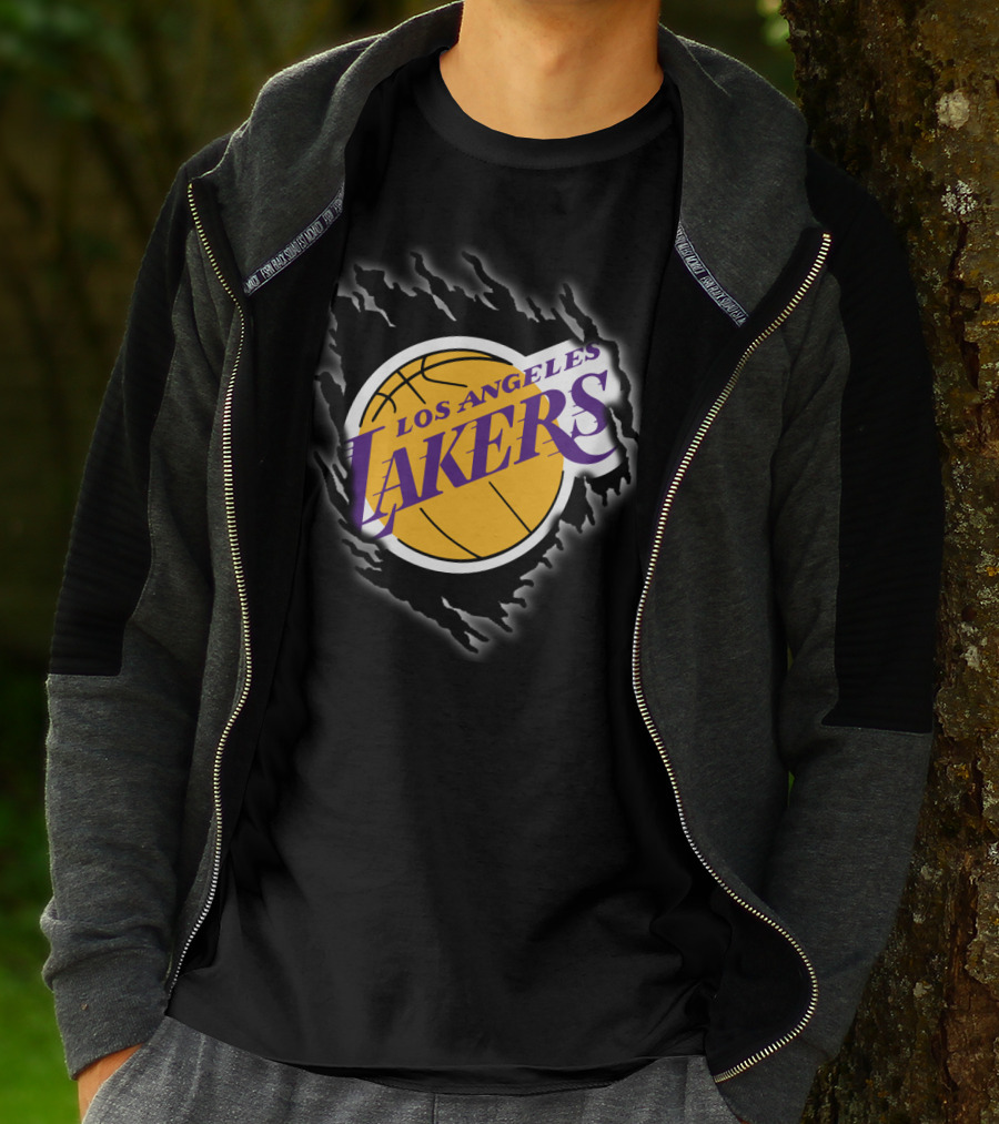 Los Angeles Lakers Basketball Emblem With Distressed T-Shirt