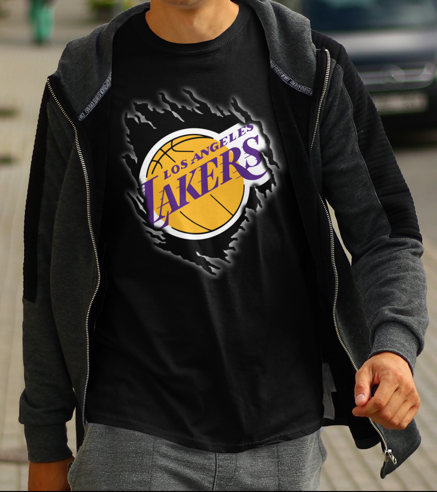 Los Angeles Lakers Basketball Emblem With Distressed T-Shirt