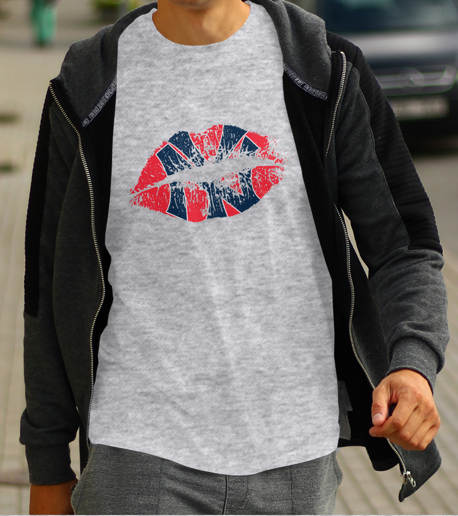 New York Yankees Lip Print Union Jack Flag Style T-Shirt