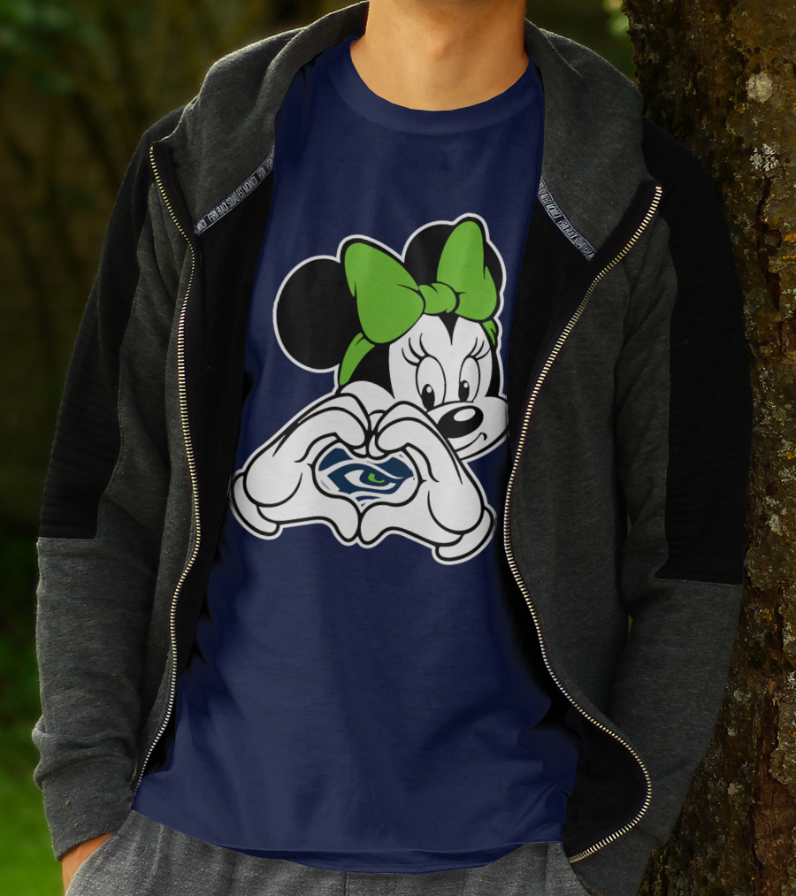 Minnie Mouse Heart Hands Seattle Seahawks T-Shirt