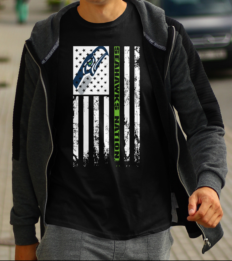 Seattle Seahawks Nation American Flag T-Shirt
