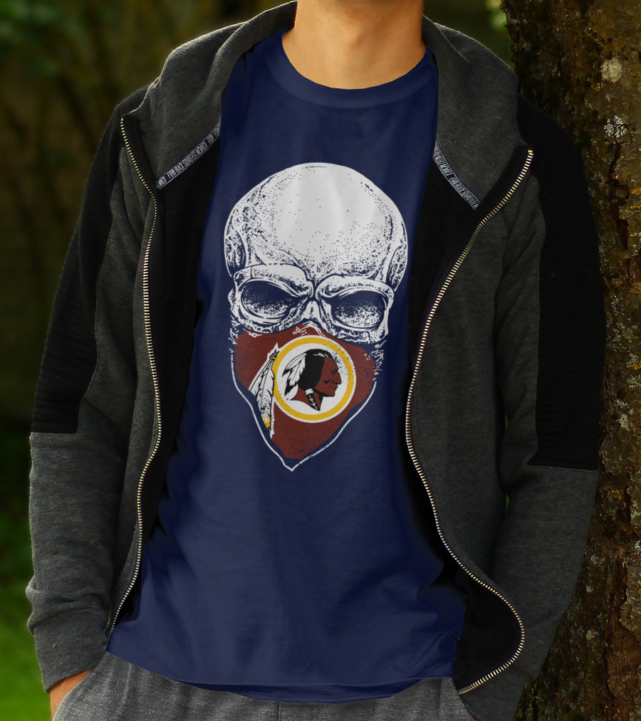 Skull With Washington Redskins Logo Bandana T-Shirt