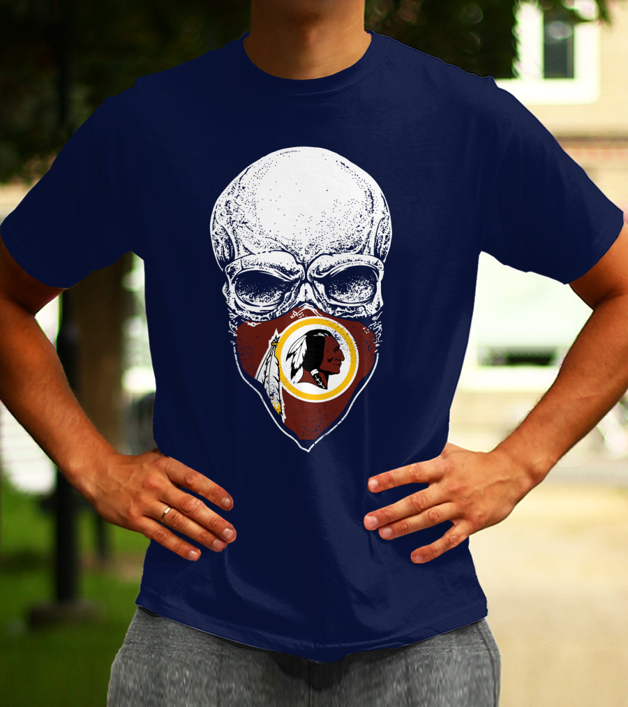 Skull With Washington Redskins Logo Bandana T-Shirt