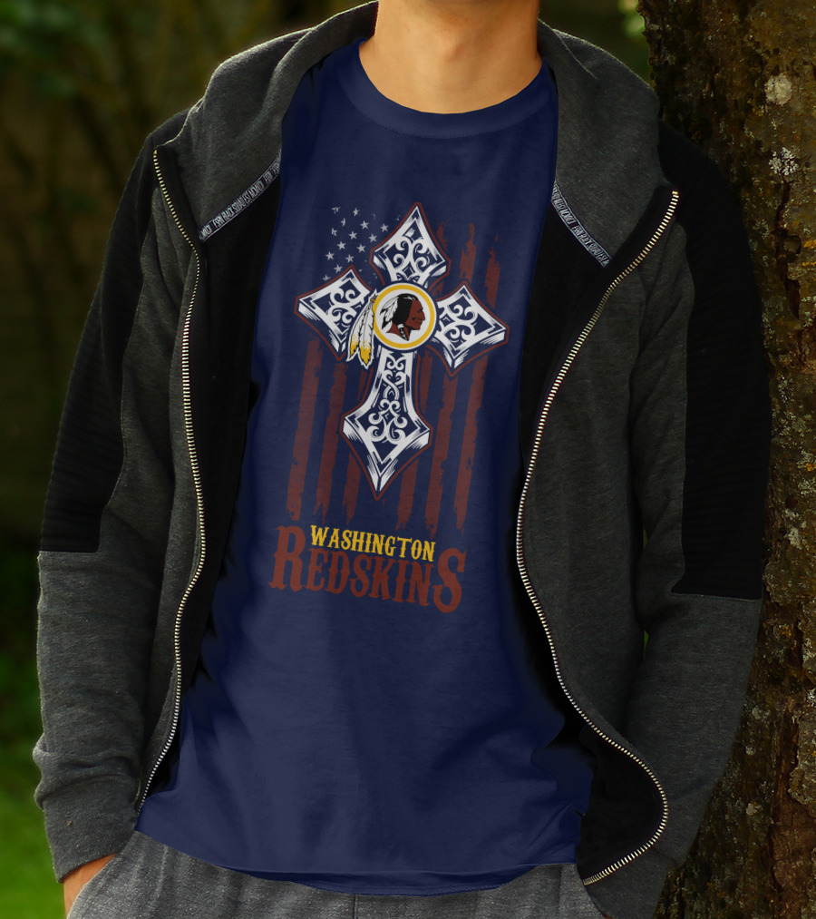 Washington Redskins Cross American Flag T-Shirt