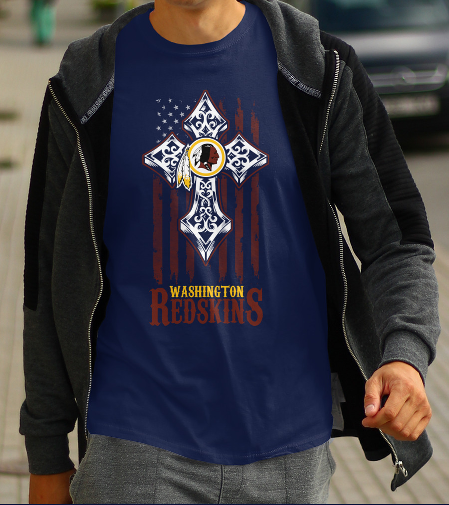 Washington Redskins Cross American Flag T-Shirt